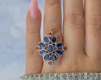 Kyanite / Orange Kyanite Adjustable Ring / 925 Sterling Silver / Healing Gemstone / Kyanite Jewelry / Gift for her / Dainty Ring KYN-CCR-45.