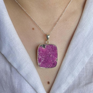 Cobalt Calcite Pendant / 925 Sterling Silver Pendant / Healing Gemstone / Gifts for her / Fancy Rough / Statement Cobalt Calcite Pendants