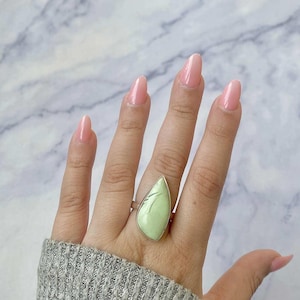 Lemon Chrysoprase Adjustable Ring / 925 Sterling Silver / Healing Gemstone / Gifts for her / Lemon Chrysoprase Jewelry / Statement LCP-R-14.