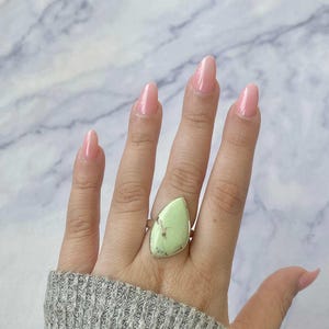 Lemon Chrysoprase Adjustable Ring / 925 Sterling Silver / Healing Gemstone / Gifts for her / Lemon Chrysoprase Jewelry / Statement LCP-R-11.