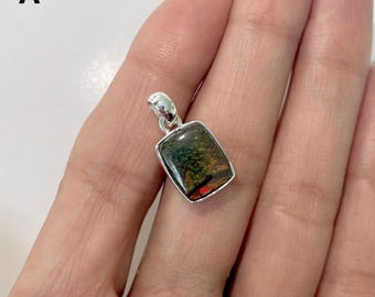 Ammolite Pendant / 925 Sterling Silver Pendant / Healing Gemstone / Gift for her / Ammolite Jewelry / Statement Ammolite Pendant