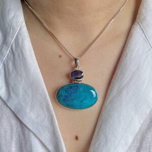 Shattuckite, Blue Kyanite Pendant / 925 Sterling Silver Pendant / Healing Gemstone / Gifts for her / Shattuckite / Statement Shattuckite
