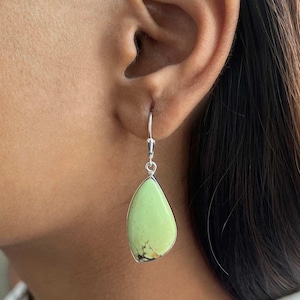 Lemon Chrysoprase Earring / 925 Sterling Silver Earring / Healing Gemstone / Gifts for her / Fancy Cab / Lemon Chrysoprase Earrings