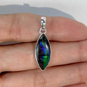 Ammolite Pendant / 925 Sterling Silver Pendant / Healing Gemstone / Gifts for her / Marquise Cab / Ammolite Jewelry / Statement AML-P-140.