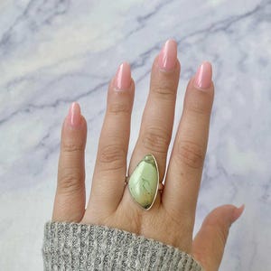 Lemon Chrysoprase Adjustable Ring / 925 Sterling Silver / Healing Gemstone / Gifts for her / Lemon Chrysoprase Jewelry / Statement LCP-R-29.