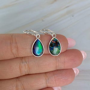 Ammolite Earring / 925 Sterling Silver Earring / Healing Gemstone / Gifts for her / Pear Cab / Ammolite / Statement Ammolite Earrings