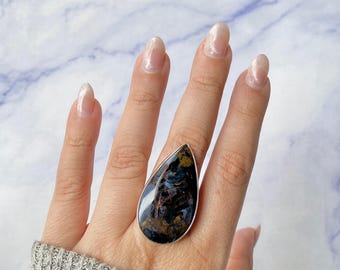 Pietersite Adjustable Ring / 925 Sterling Silver Ring / Healing Gemstone / Gifts for her / Pietersite Jewelry / Statement Ring