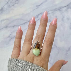 Lemon Chrysoprase Adjustable Ring / 925 Sterling Silver / Healing Gemstone / Gifts for her / Lemon Chrysoprase Jewelry / Statement LCP-R-22.