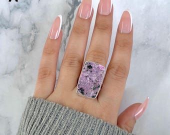 Cobalt Calcite Adjustable Ring / 925 Sterling Silver / Healing Gemstone / Gifts for her / Natural Cobalt Calcite Jewellery / Statement Ring