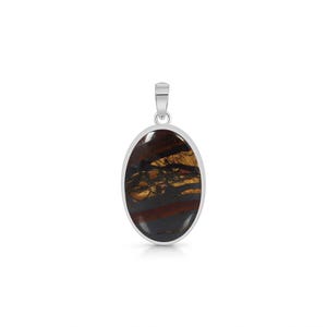Iron Tiger Eye Pendant / 925 Sterling Silver Pendant / Healing Gemstone / Iron Tiger Eye Jewelry / Oval Cab / Iron Tiger Eye Pendants