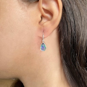 Ammolite Earring / 925 Sterling Silver Earring / Healing Gemstone / Gifts for her / Pear Cab / Ammolite / Statement Ammolite Earrings