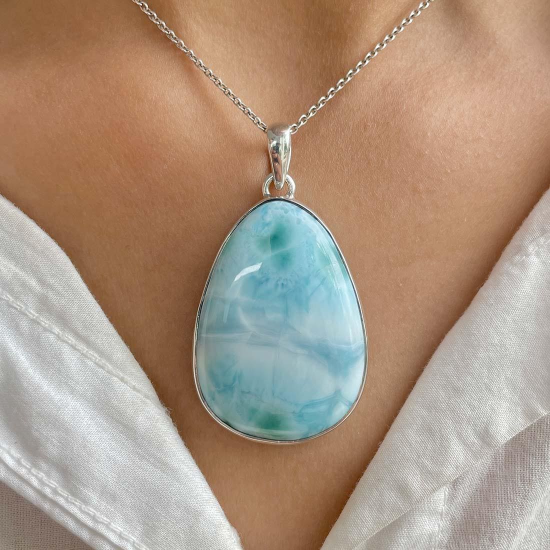 larimarさん Larimar Pendant / 925 Sterling Silver / Healing Gemstone / Natural