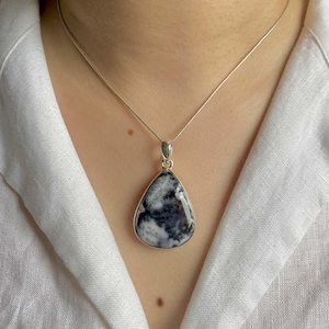 Dendriten-Achat Anhänger / Sterling Silber Anhänger / Heilstein / Geschenke für sie / Dendriten-Achat Anhänger