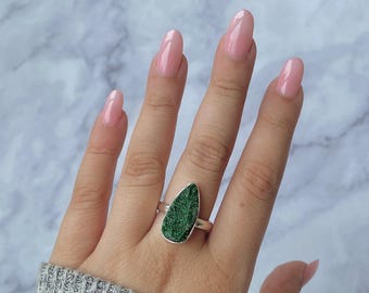 Uvarovite Adjustable Ring / 925 Sterling Silver / Healing Gemstone / Gifts for her / Natural Gemstone / Uvarovite Statement Ring