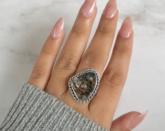 Astrophyllite Druzy Adjustable Ring / 925 Sterling Silver / Healing Gemstone / Gifts for her / Astrophyllite Jewelry / Statement Ring