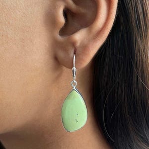 Lemon Chrysoprase Earring / 925 Sterling Silver Earring / Healing Gemstone / Gifts for her / Fancy Cab /  Lemon Chrysoprase Earrings