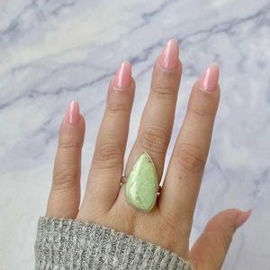 Lemon Chrysoprase Adjustable Ring / 925 Sterling Silver / Healing Gemstone / Gifts for her / Lemon Chrysoprase Jewelry / Statement LCP-R-20.