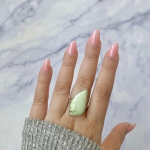 Lemon Chrysoprase Adjustable Ring / 925 Sterling Silver / Healing Gemstone / Gifts for her / Lemon Chrysoprase Jewelry / Statement LCP-R-10.