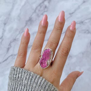 Cobalt Calcite Adjustable Ring / 925 Sterling Silver Ring / Healing Gemstone / Gifts for her / Fancy Rough / Statement Cobalt Calcite Rings