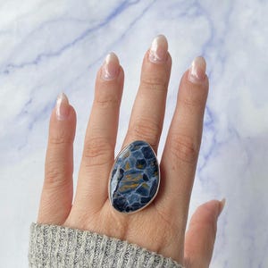Anello regolabile in pietersite / Anello in argento sterling 925 / Pietra preziosa curativa / Regalo per lei / Elegante / Pietersite / Anello importante in pietersite