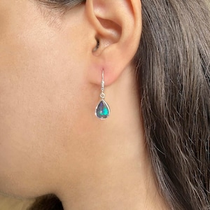 Ammolite Earring / 925 Sterling Silver Earring / Healing Gemstone / Gifts for her / Pear Cab / Ammolite / Statement Ammolite Earrings