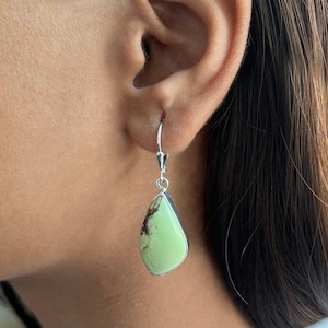 Lemon Chrysoprase Earring / 925 Sterling Silver Earring / Healing Gemstone / Gifts for her / Fancy Cab /  Lemon Chrysoprase Earrings