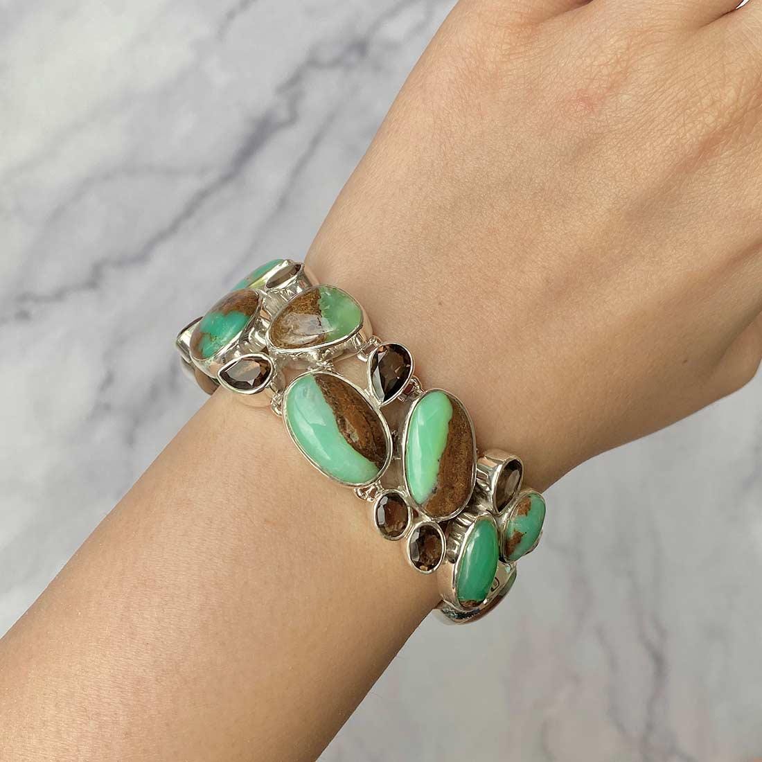 Bracciale Crisoprasio e Argento 925 - Bracciali Crisoprasio - Gioielli
