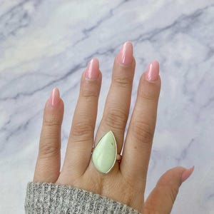 Lemon Chrysoprase Adjustable Ring / 925 Sterling Silver / Healing Gemstone / Gifts for her / Lemon Chrysoprase Jewelry / Statement LCP-R-32.