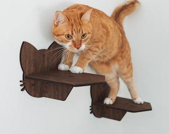 Cats steps for wall, cat wall furniture, wood cat furniture, wood cat shelves for wall, gift for cat, new cat gift, cat tree furniture