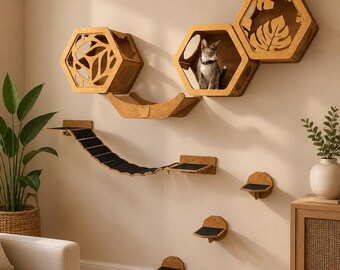 Katzenregale für die Wand, schwebende Katzenmöbel, moderner Katzenkletterbaum für Zuhause, Katzenkratzbaum, Katzenkletterwand
