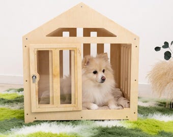 Cama personalizada para perros, mueble de madera para jaula de perros, casita para cachorros, caseta de interior para perros, decoración para el hogar de perros