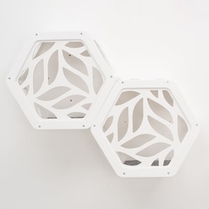 White Cat Hexagon, White Cat shelf, Modern Cat Furniture, White Cat Furniture Wall, Cat Wall Shelves, White Wall Cat Bed, Wood Cat House