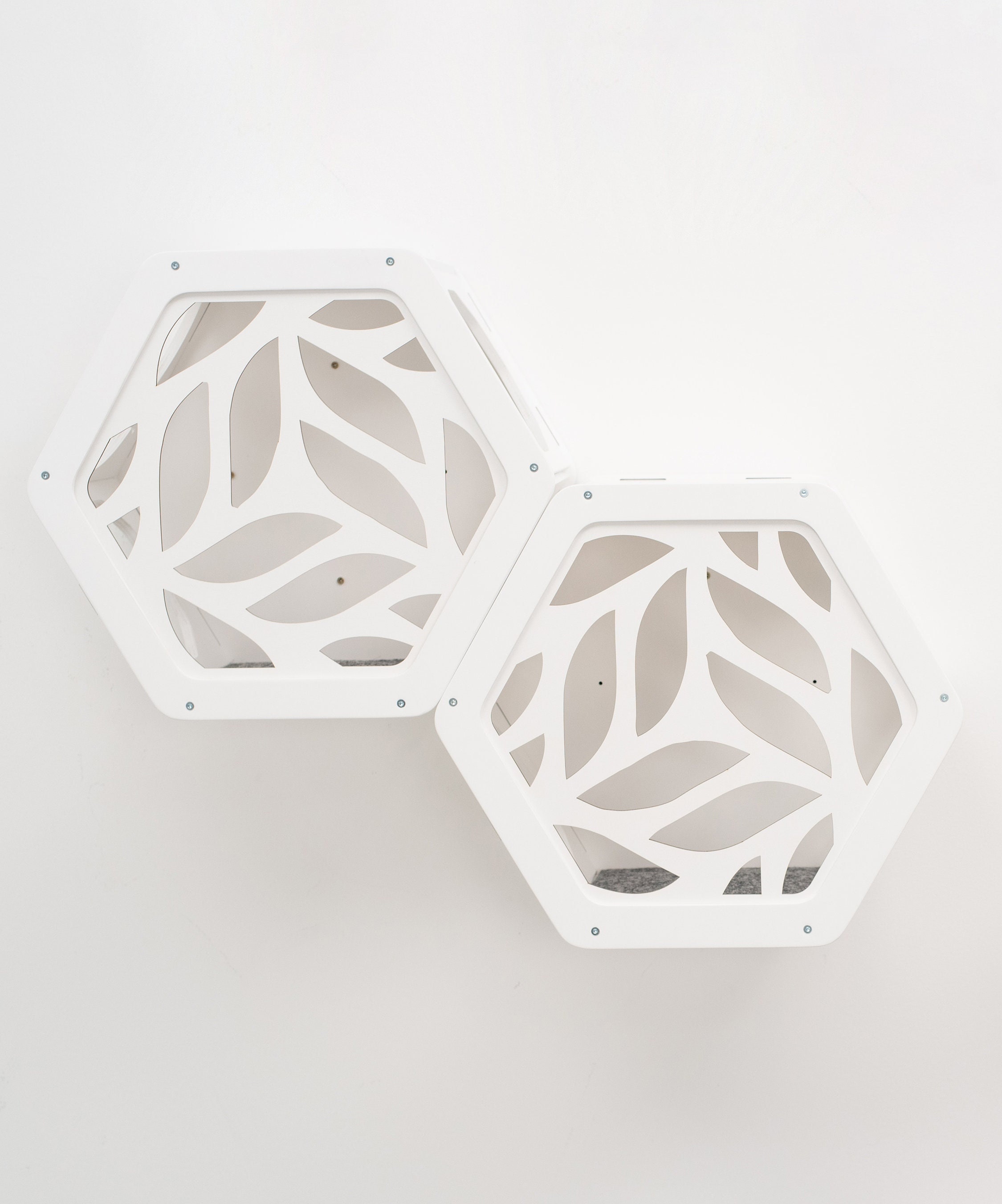 Hexágono para gatos blancos, Estante para gatos blancos, Muebles modernos para gatos, Muebles de pared para gatos blancos, Estantes de pared para gatos, Cama para gatos de pared blanca, Casa de madera para gatos