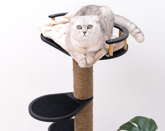 Cat tree modern, Cat tree tower, Cat tower, Scratching post, Cat play house, Cat scratcher, Cat perch, Wood cat tower, Cat gym