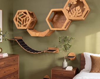 Katzenregale für die Wand, Klettermöbel für Katzen, Wandbett, Treppe, Kratzbaum, Brücke