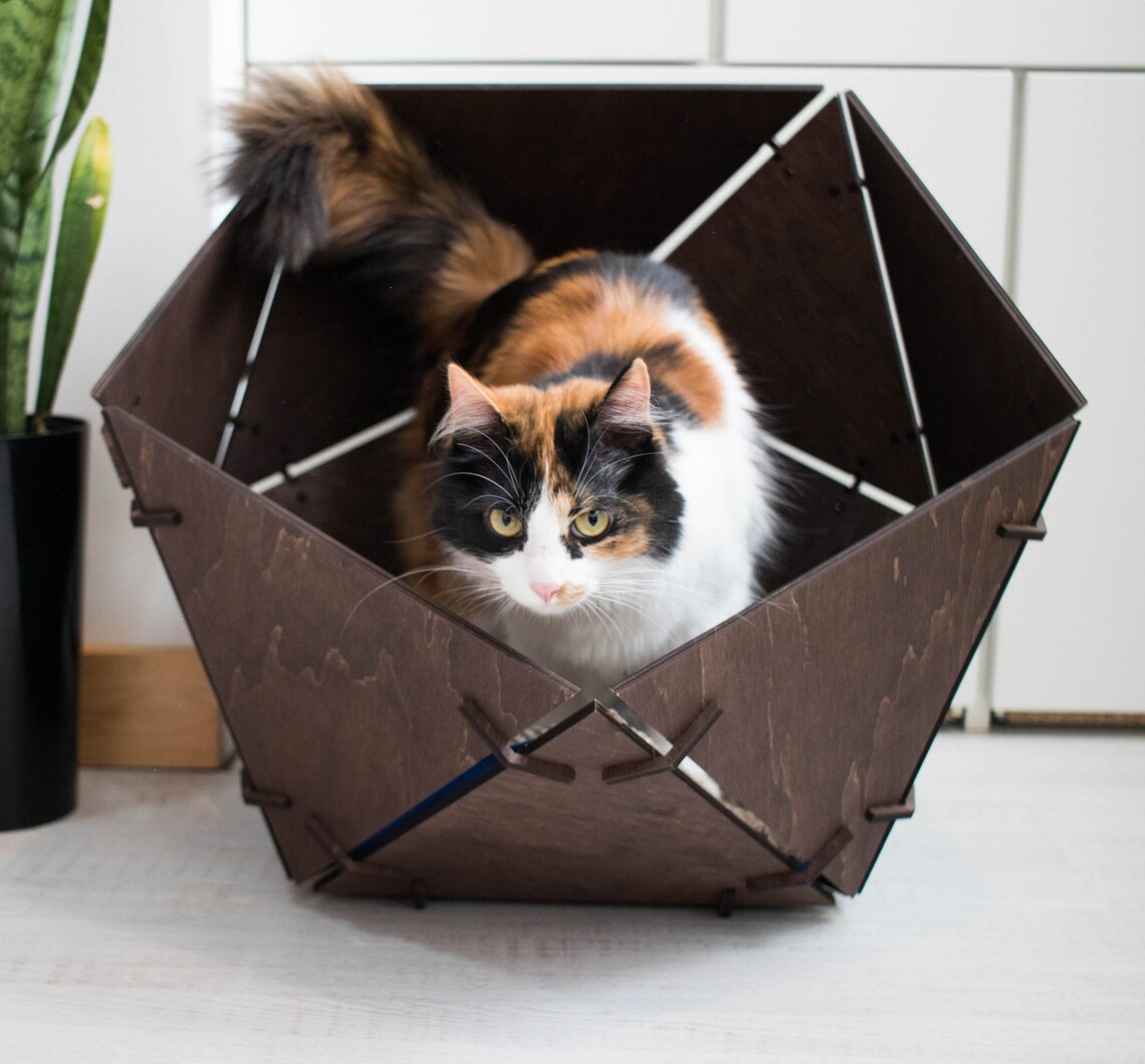 Wooden Cat Bed House for Cat Gift for Cat Owner Cat Cots Cat Etsy