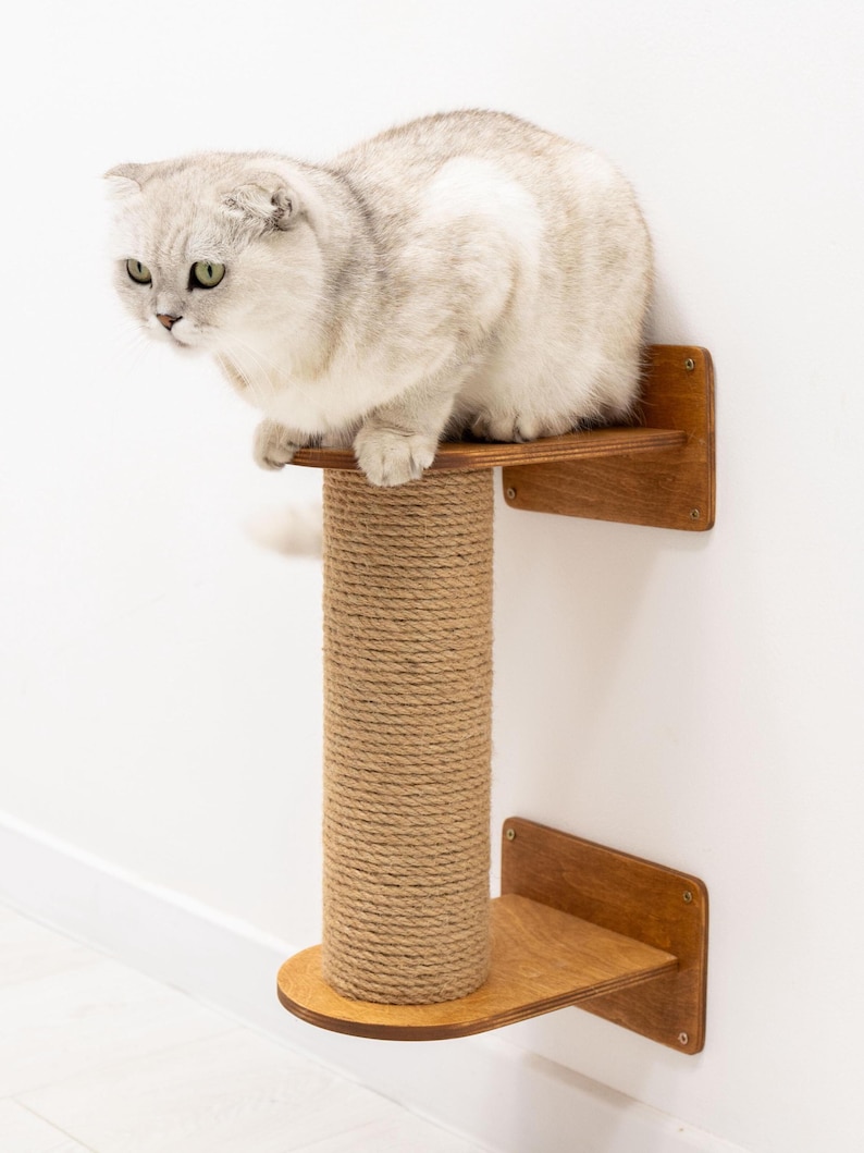 Wall mounted cat tree, Cat furniture, Cat scratcher tower, Cat shelves, Cat wall jungle, Modern cat tree, Kitten climbing tower, Cat toys image 6