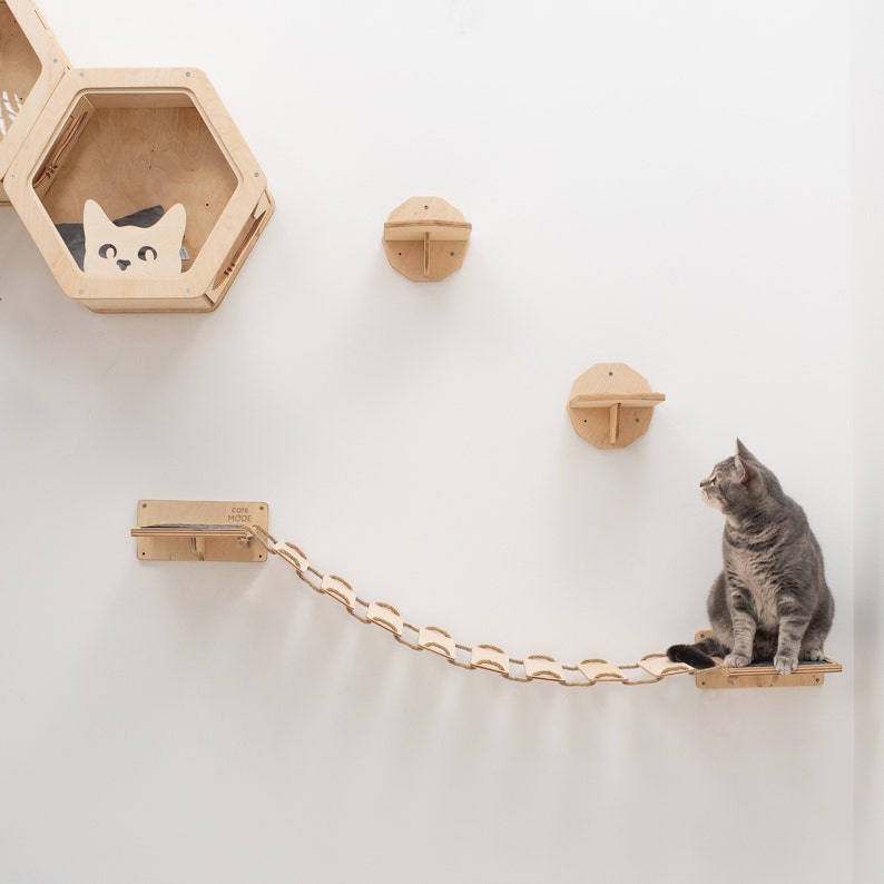 Cat Wall Furniture Gifts for Pets Cat Shelves Cat Steps Cat Climbing Wall Shelves Cat Walk Wall Cat Ladder for Wall Gift for Cats Catsmode image 2