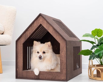 Caja para perros, Casa para perros moderna, Casa para perros de madera, Casa para gatos de madera, Casa para perros cachorros, Casa para perros grande, Casa interior para perros, Cama para perros, Cama para gatos de madera