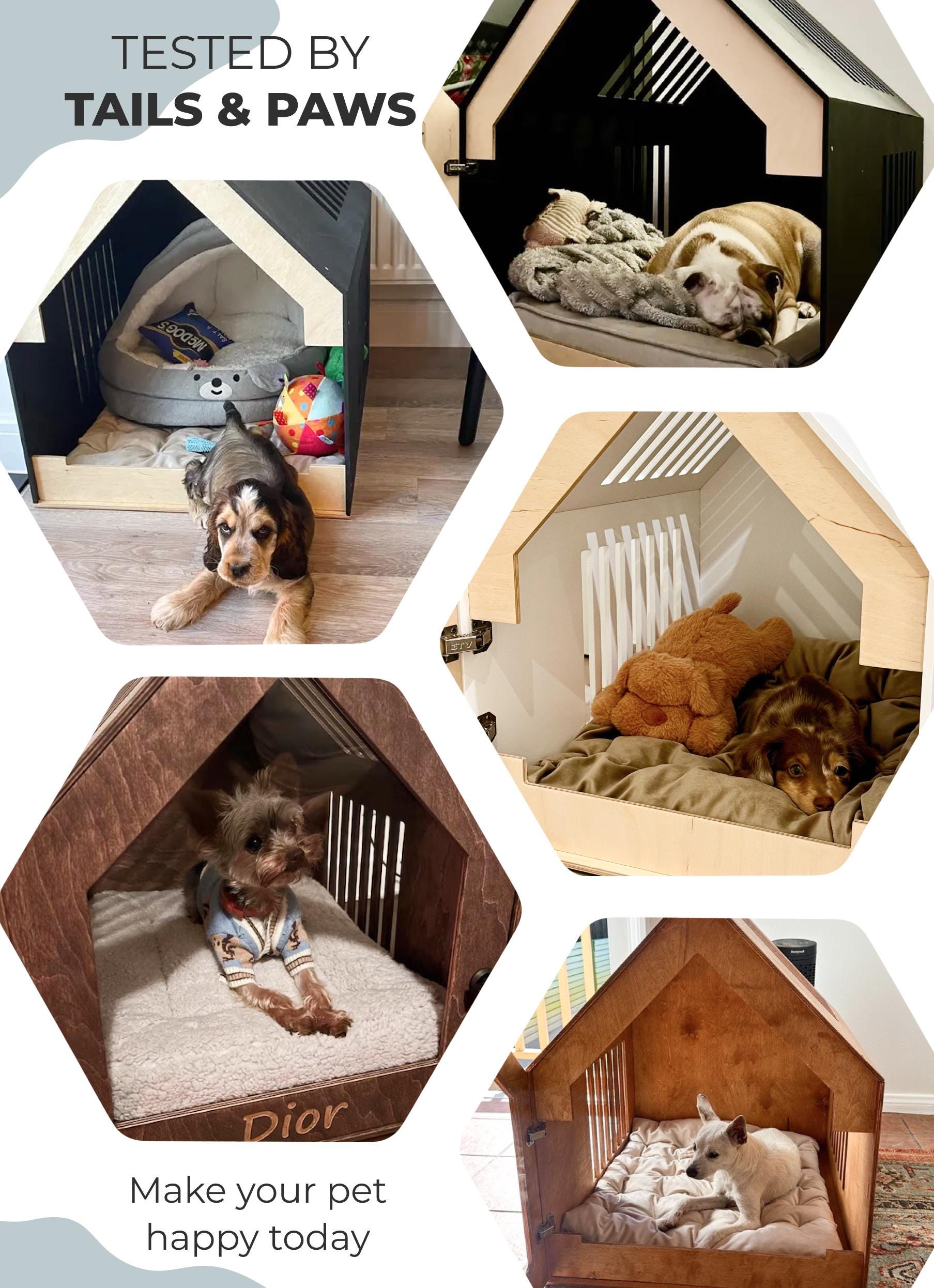 アクリルドア付きモダン犬小屋、犬用クレート家具、モダン犬小屋、屋内