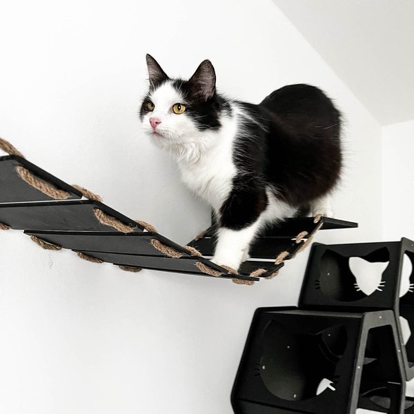 Pont mural pour chat, Hamac pour chat, Marches murales pour chat, Meubles pour chat, Tour pour chat, Cadeau chat, Meubles de jeu, Étagère murale pour chat, Lit pour chat, Mur d'escalade pour chat