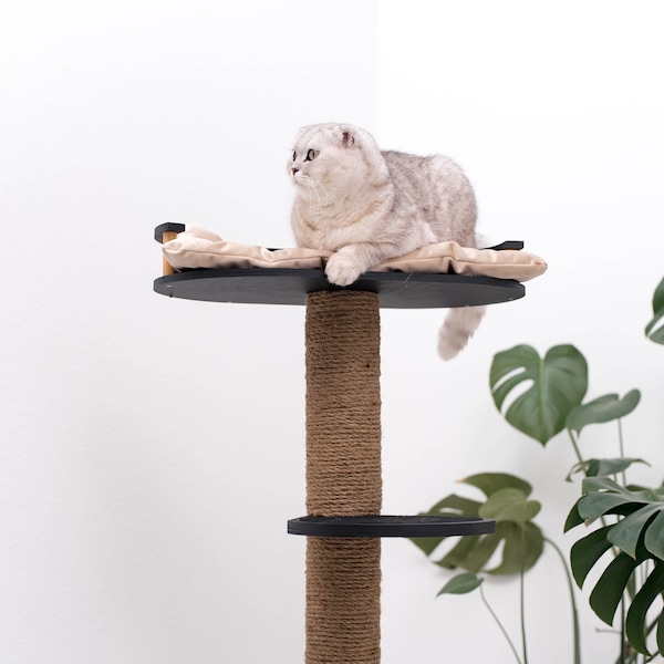 Tour d'arbre à chats, arbre à chat, maison de jeu pour chat, griffoir, tour pour chats pour grands félins, griffoir à chat, arbre à chat en bois moderne