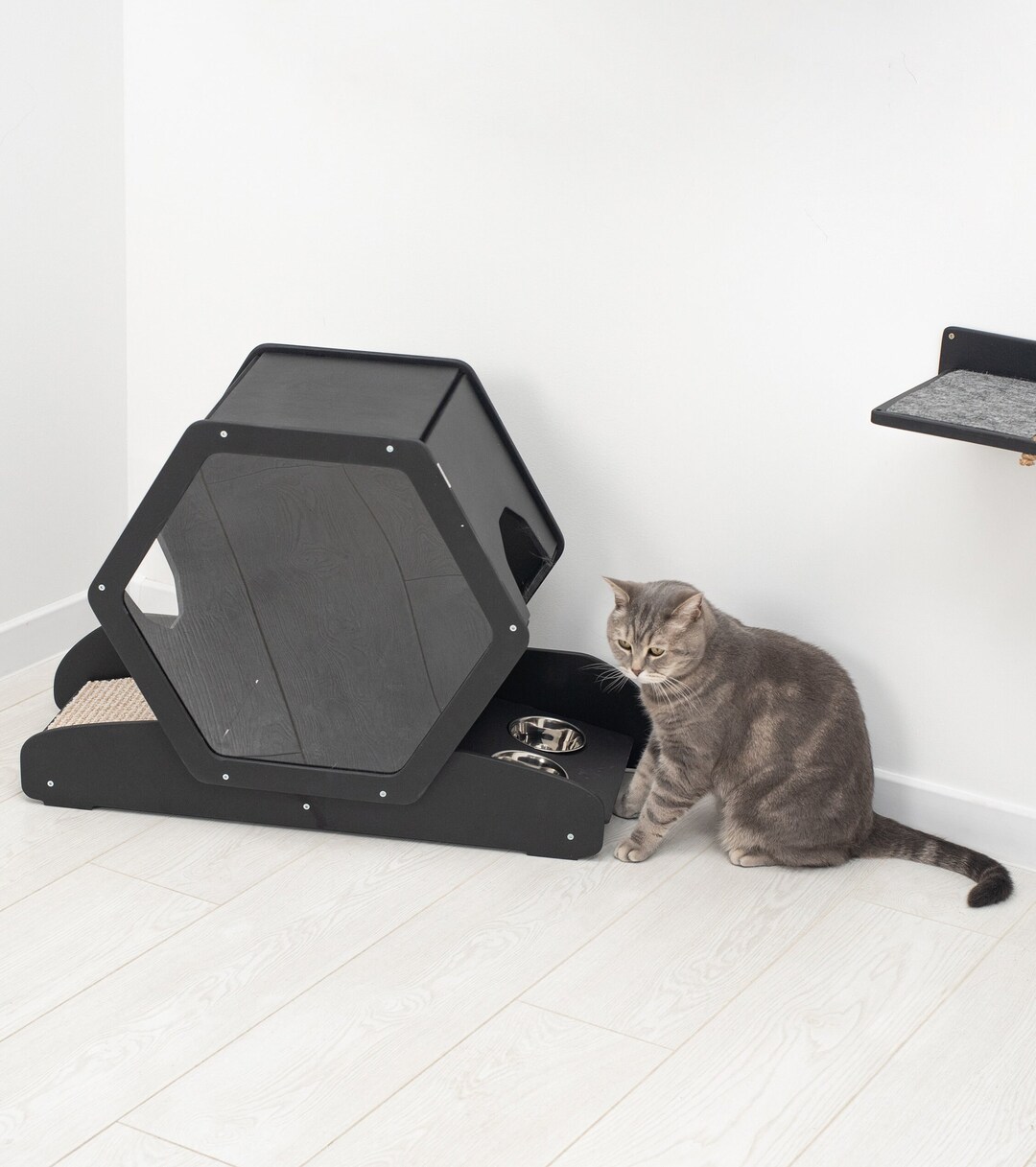 Cat Food Station Cat Feeder Station Cat Home Stand Cat Bed Etsy