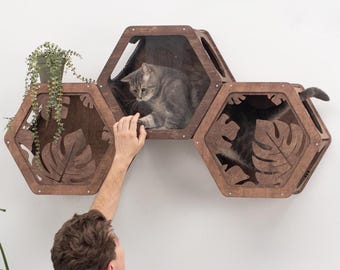 SOLO MARCO para estantes hexagonales para gatos, complementos para estantes y muebles de pared para gatos de CatsMode