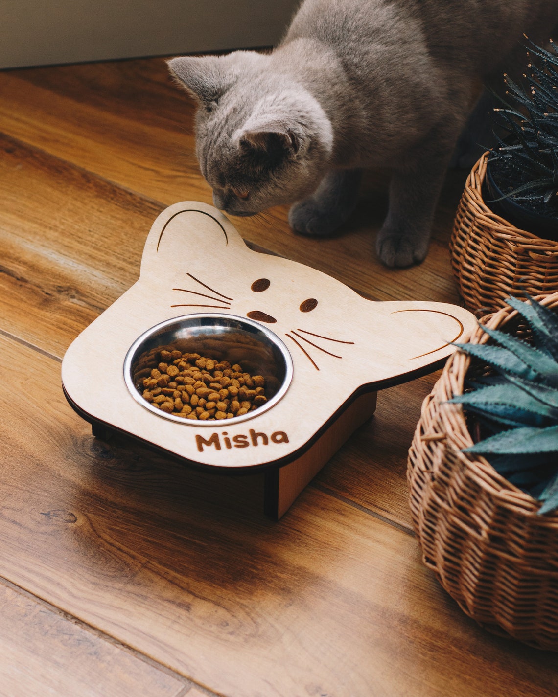 Personalized Cat Food Bowl Unique Wood Bowl Stand for Cat Food Etsy