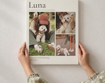 Custom Dog Photo Collage, Pet Portrait Room Decor, Cat Lovers Gift, Sympathy Memorial Wall Art
