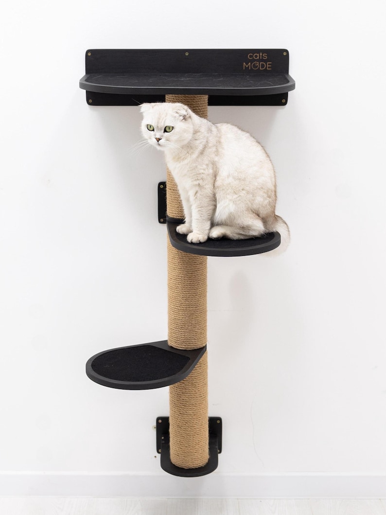 Wall mounted cat tree, Cat furniture, Cat scratcher tower, Cat shelves, Cat wall jungle, Modern cat tree, Kitten climbing tower, Cat toys image 4