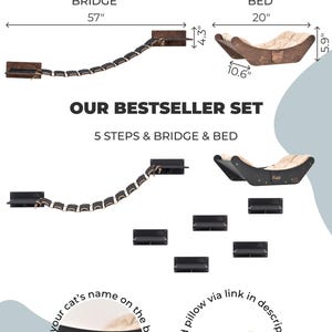 Cat Wall Steps, Cat Wall Bridge, Cat Wall Bed, White Steps for Cat, Black Wall Steps, Cat Lovers's Gift, Cats Wall Decor, Black Cat Bed image 4