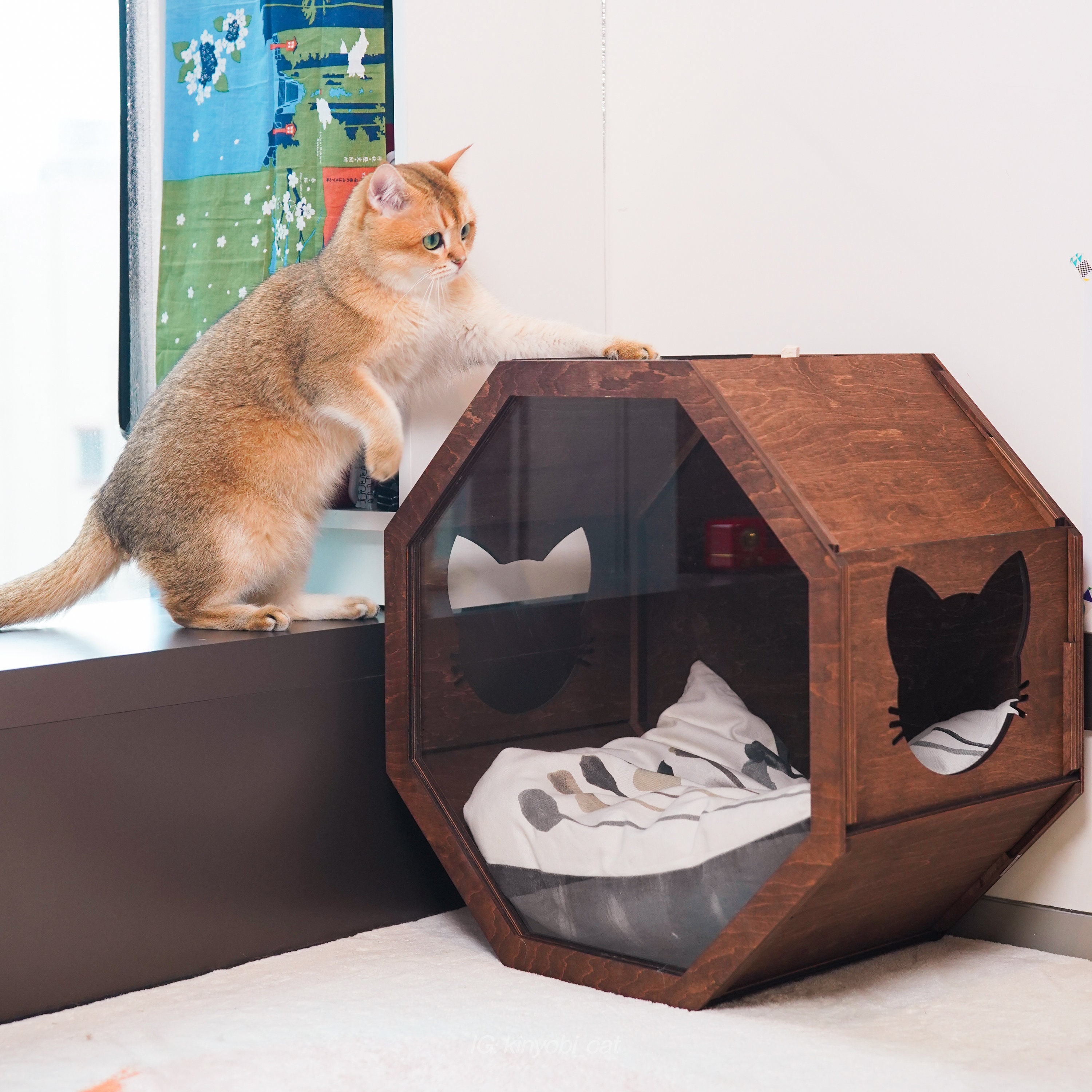 Modern Cat Bed Wooden Cat House Indoor Cat Furniture Cat Etsy