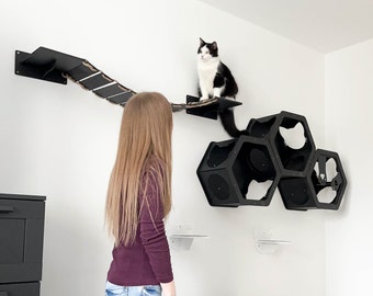 Cat Wall Furniture Full Set, Cat Wall Shelves, Cat House, Cat Lover Gift, Cat Bed, Gift for Cat Owner, Cat Activity Wall Gym Gift Idea